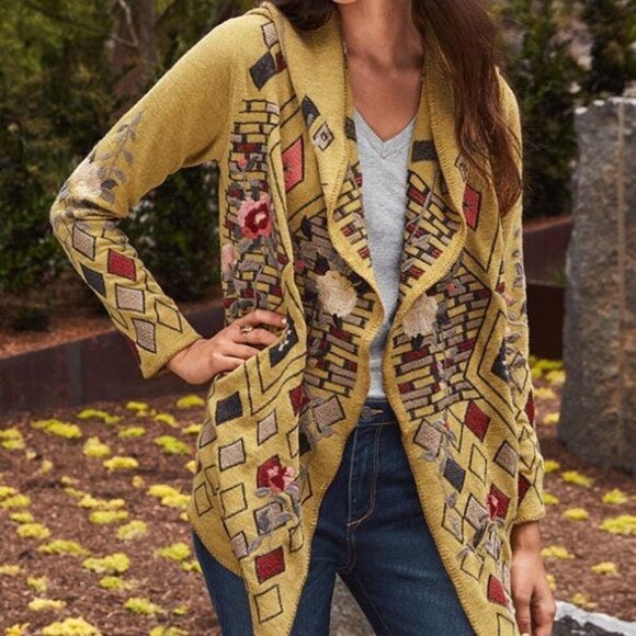 Johnny Was Biya Lisry Short Hoodie in Golden Palm size XL NWT